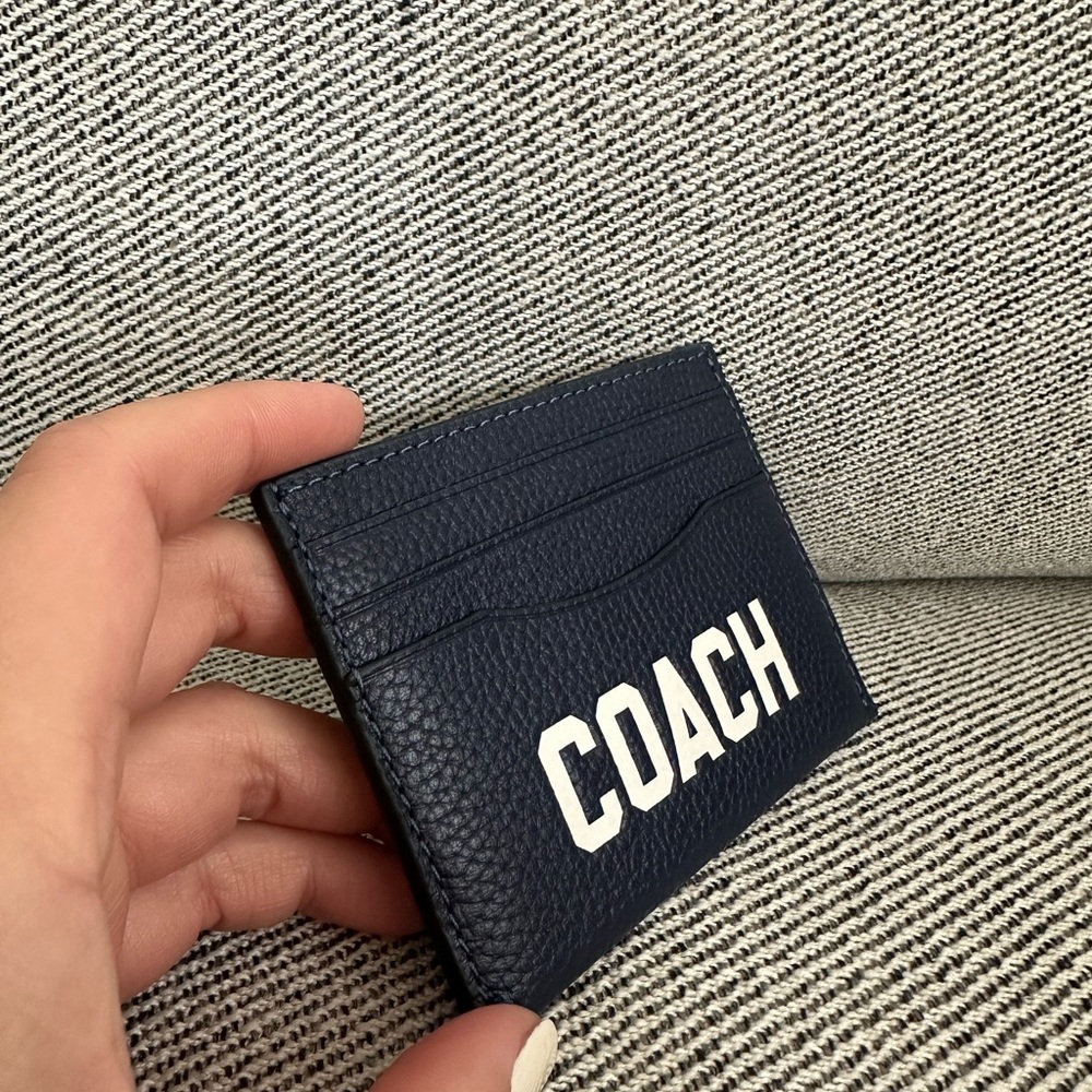 NWT Coach Card Case With Coach Graphic Leather Dark Navy cp275 - Picture 2 of 5